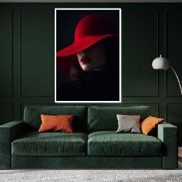 Décoration murale élégante : petite toile portrait mystérieux 21 x 30 cm avec cadre intérieur