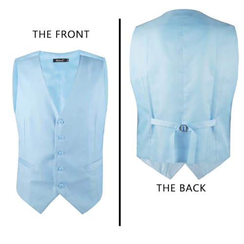 Image of Alizeal Mens Classic Solid Suit Vest Regular Fit Tuxedo Waistcoat