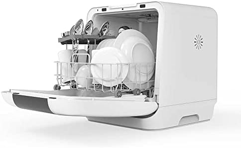 Cookology MCDW3BK Small Portable Mini Table Top Dishwasher, 3 Place Settings, 7 Wash Cycles, Touch Control Buttons, Delay Start and ECO Friendly Mode - White
