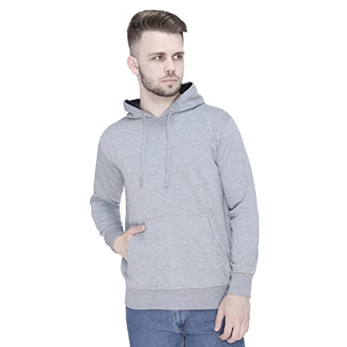 Image of Plain Zip Neck Hooded Winter Cotton Sweatshirt with Full Sleeves