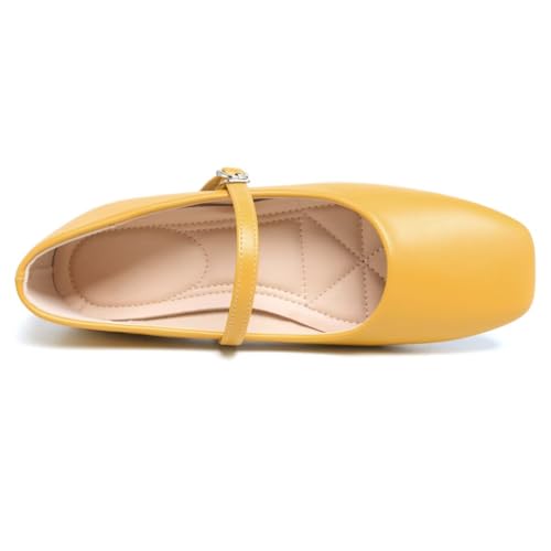 Image of LUXINYU Women's Slip on Flats,Classy Round Toe Solid Classic Mary Jane Ballet Dance Shoes Soft Comfortable PU Flat Shoes