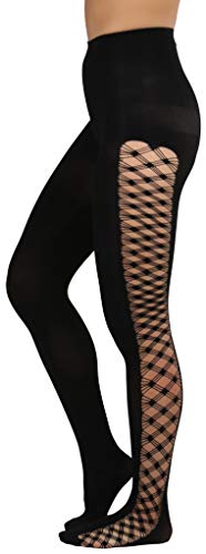ToBeInStyle Women's Spandex Opaque Knee High Socks With Multi Fence Net Sides