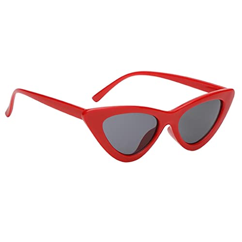 Elegabrillia Diseñador de Gafas de Sol con Espejo Triangular Vintage para Mujer, Rojo Gris