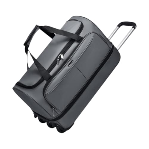 Duffel Bag with Wheels Trolley Bag Carrier Portable Rolling Travel Bag Suitcase for Picnic Outdoor Women Beach Business Trip, Gray, M