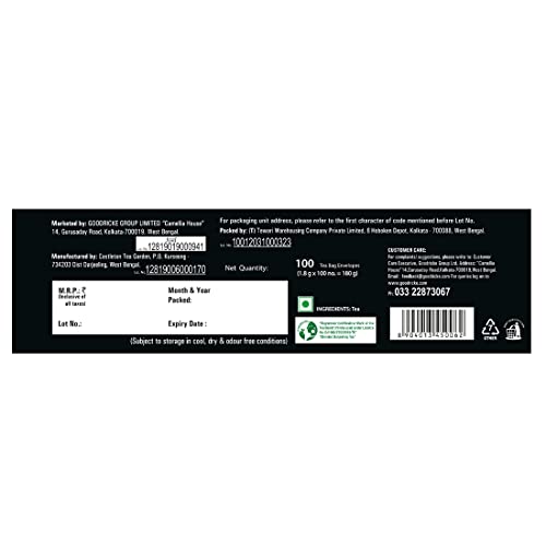 GOODRICKE Castleton Vintage Darjeeling Tea Bags - 100 Tea Bags, Premium Darjeeling Black Tea - 180 Gram