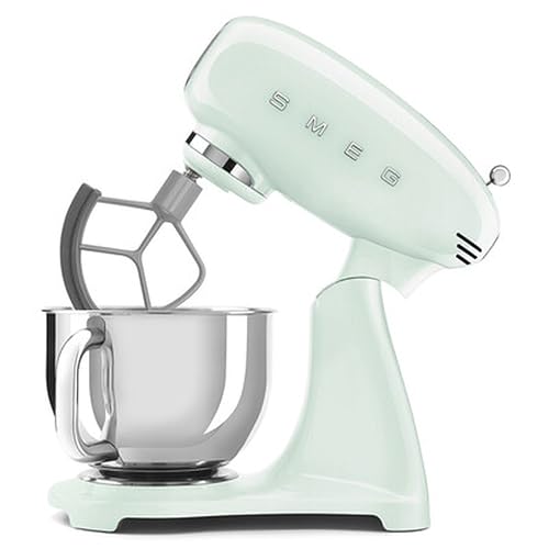 Image of SMEG SMF05 Forte 5-Qt Stand Mixer with 750W Motor, Smooth Start & SteadyMix, Flex Edge Beater, 10 Speeds, Stainless Steel Bowl - Retro 50's Style Planetary Mixer for Dough, Baking & Desserts-Green