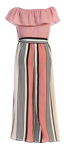 Image of iGirlDress Girls Wide Leg Off Shoulder Elegant High Waist Rompers Palazzo Pants Trousers Jumpsuits USA 4-14