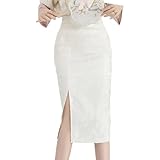 one step jupe kaki ❤ La fente haute vous donne un style décontracté et sexy. Cette jupe midi taille haute à imprimé floral est parfaite pour un usage quotidien, les clubs, les fêtes, l'école, les vacances, le bureau et plus encore.