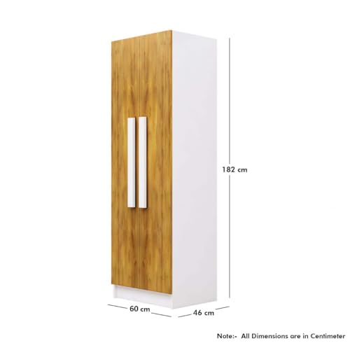 Image of Bniture Wooden Almirah for Clothes, Door for Bedroom, 2 Door Wardrobe with 4 Shelves Huge Storage Space (46D x 60W x 182H CM) | 3 Year Warranty (Frosty White & Giant Wood)
