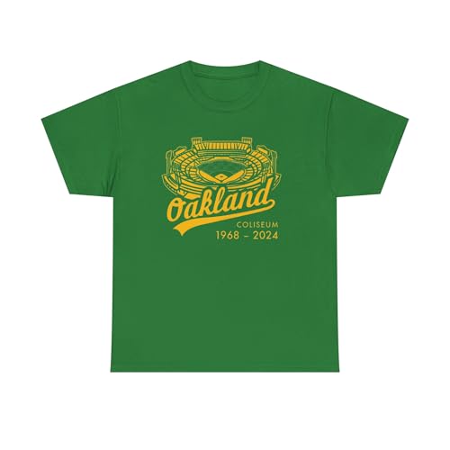 Front Row Threads Oakland Coliseum T-Shirt for Oakland Baseball Fans Green Size Large