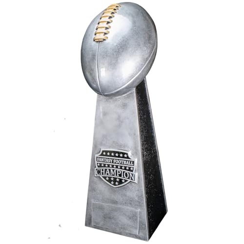 Image of Decade Awards Fantasy Football Champion Trophy, Silver or Gold - FFL Tower Award - Custom Engraved Plate on Request (11.5 or 16 Inch Tall)