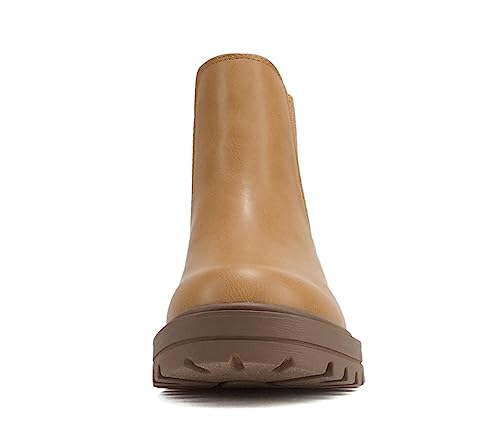 Image of Soda Pilot ~ Women Lug Sole Low Heel Chelsea Fashion Ankle Bootie w /Double Elastic Gore