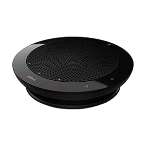 Jabra Speak 410 Speaker Phone – Unified Communications Optimised Portable Conference Speaker with USB – Plug-And-Play Connectivity with Computers, Schwarz