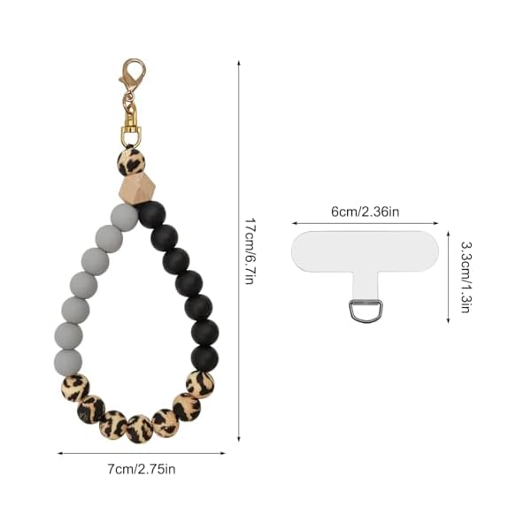 Silicone Beaded Phone Wrist Strap + 2 Pcs Patches, Cellphone Lanyard with Tether Tab - Image 3