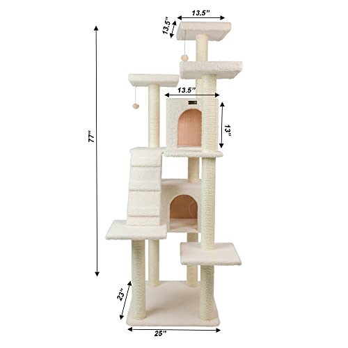 Armarkat Cat Tree Model B7701, Ivory, 36"(L)X31"(W)X77"(H) #TOP5