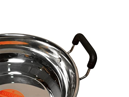 Image of Stainless Steel Kadhai for Daily Use (Induction Bottom) (Stainless Steel, 9 Inch)