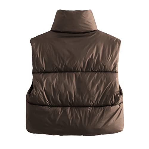 American Trends Women's Winter Crop Vest Sleeveless Puffer Vests for Women Jacket Outwear Coat2