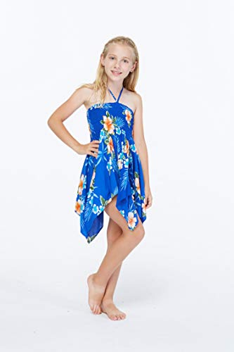 Image of Matchable Family Hawaiian Luau Men Women Girl Boy Clothes in Hibiscus Blue