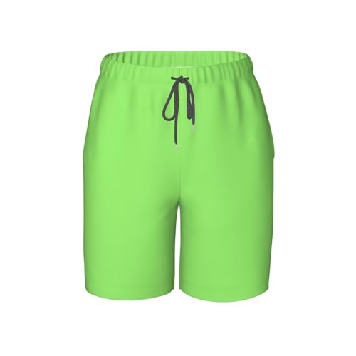 Solid Color Light Green Medium Youth Beach Pants, Soft and Breathable, with Drawstring Waist, Suitable for Sports and Leisure.