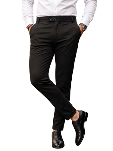 Image of erke Men's Slim Fit Formal Trouser with 4-Way Stretch | Lycra Blend Wrinkle Resistant Office Chinos for Men | Mid Rise Tapered Trousers for Men