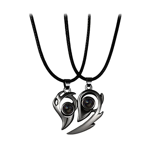 Pair of Necklace for Women Men - Love Tear Drops 100 Language Say I Love You Couples Necklace Jewelry Gifts (Black, Adjust)