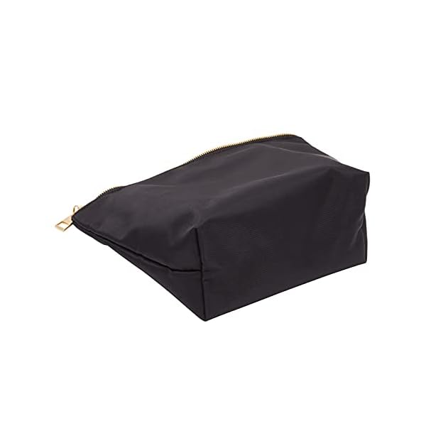 Glamlily 3 Pack Black Makeup Bag Set for Women, Nylon Zipper Pouch