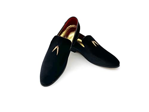 MHB Men's Penny Slip-On Velvet Loafer Suede Dress Shoes Glitter Smoking Slipper