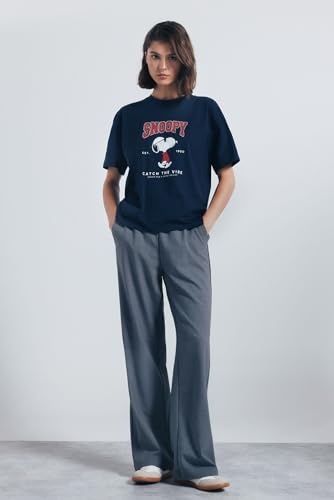 Springfield License Snoopy T-Shirt Camiseta, Azul Marino, M Mujer