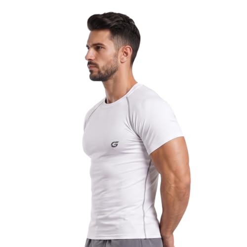 Image of GYMIFIC Men's Compression T-Shirt | Half Sleeve Gym Workout T Shirt for man | Round Neck Quick Dry Stretch Athletic Sports Tee