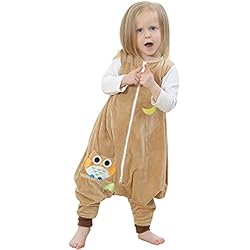 Bebés Con Pijamas De Animales mama stadt Saco de Dormir de Animales para Bebés con Pies, Pijama Unisex Sin Mangas para Niñas Niños Pijama de Franela de Una Pieza 4 Estaciones para 2-3 años, Búho Amarillo