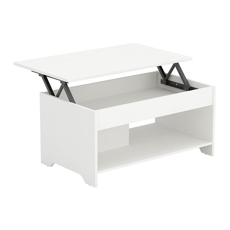 ElevaHome Lift Top Coffee Table Modern with Hidden Compartment and Large storage, White