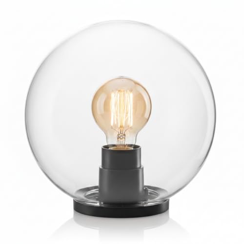 Generico Sfera Globo Opale Per Lampione da Esterno, Attacco E27, LED Compatibile, Stagna IP44, per Giardino (Trasparente, Diam. 30cm)