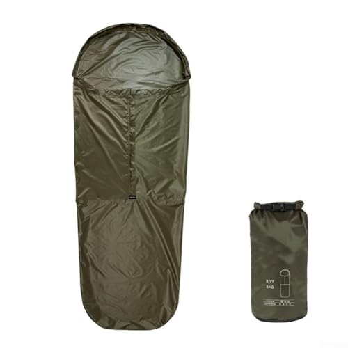 Saco de dormir Bivy ultraligero impermeable con revestimiento térmico reflectante, 70D poliéster Ripstop para camping, senderismo y supervivencia (Verde) miniatura 1
