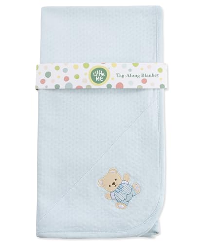 Image of Little Me Blankets for Baby Boys' Cute Bear Swaddling Receiving Blanket