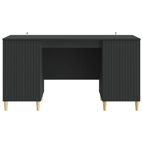 Bureau avec étagère noir meuble de rangement compact poste travail informatique - 5