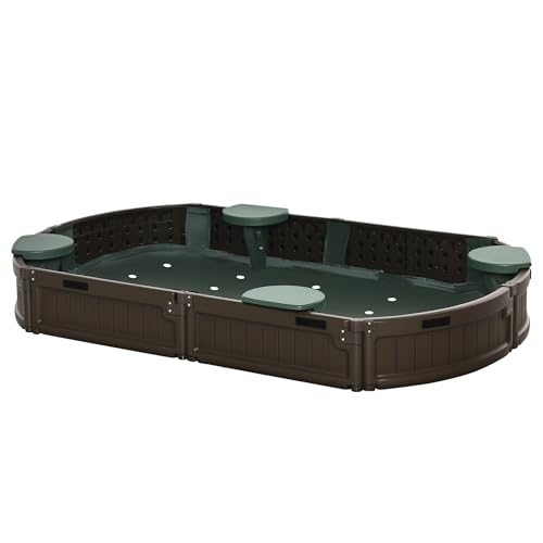 Outsunny Sandkasten Sandbox mit Vier Sitzplatten, Sandkiste mit...