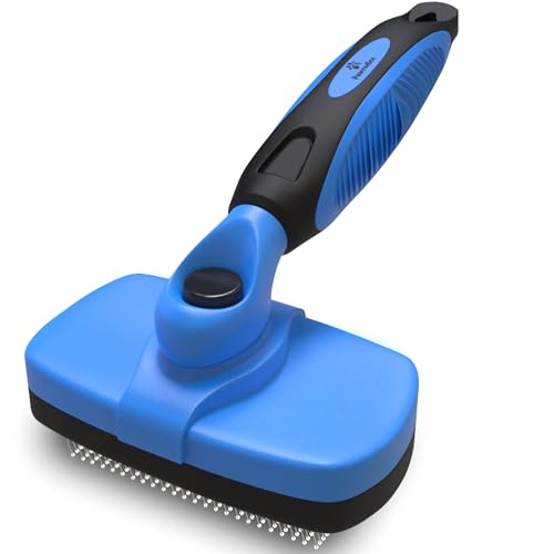 Deshedding Dog Brush for Shedding – Self Clean Cat Brush Deshedding & Grooming Tool for Long Haired and Short Haired Dogs, Slicker Brushes for Dogs, Skin-Friendly, Retractable Bristles, Easy to Clean