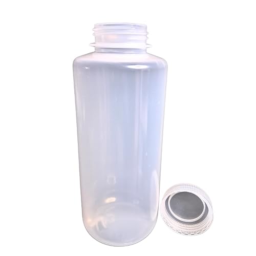 Image of AANIJ Plastic Reagent Bottle Wide Mouth 1000 ml Laboratory Grade Polypropylene mold, Screw Cap for Laboratory, School & Industrial Use Pack of (3)