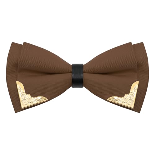 Image of Bow Ties for Men Women Metal Gold Bowtie, Pre Tied Mens Bow Tie Tuxedo Bowties Men for Prom Wedding Party