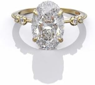 14k Gold Plated Engagement gift, 5 ct Oval Diamond Wedding Engagement Ring in Sterling Silver Ring, 925 Sterling Silver,Solitaire Ring,Gift For Her,Size 3-12 (USA)2