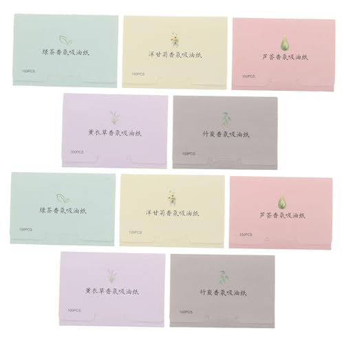 WOONEKY 1000 Piezas Absorbentes Faciales con Fragancias para Grasa Portátiles y Desechables Control de Brillo para Retoques de Maquillaje y Diario