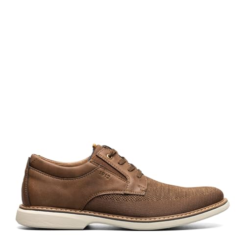 Nunn Bush Men's Otto Plain Toe Knit Oxford Lace Up with Lightweight Sole, 7 Brown2