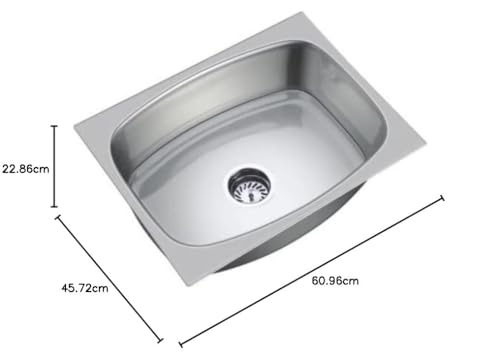 Image of 304 Grade Stainless Steel Single Bowl Handmade Kitchen Sink (18 inch x 16 inch x 9 inch)