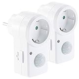 PIR-Sensor für Schaltung bei Bewegung • Frei einstellbare Dauer: 10 Sekunden bis 7 Minuten • Stromversorgung: 230 Volt (Konturenstecker)