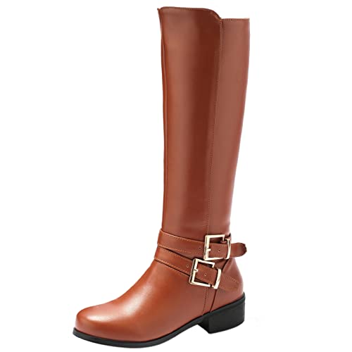 Bottes de neige Lizoleor équestre retro bout rond l'élégance haute pour l'hiver