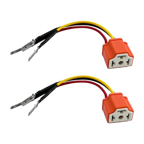 Ohleats 2PCS Ceramic H4 9003 HB2 Wiring Harness Headlight Socket, Pigtail Socket Female Plug with 3 Adapter, Fog Light Retrofit Connector Fixs Un-Standard H4 Plug Pins, Car Accessories