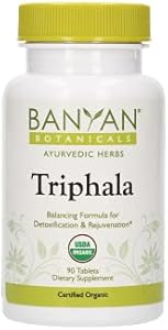 Banyan Botanicals Triphala Tablets - Organic Triphala Supplement with Amla, Haritaki & Bibhitaki – for Daily Detoxifying, Cleansing, & Rejuvenating* – 90 Tablets – Non-GMO Sustainably Sourced Vegan