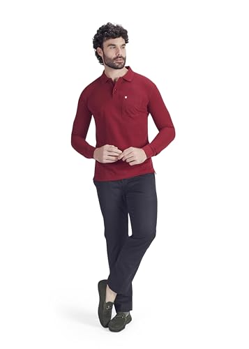 Image of Men's Cotton-Rich Full-Sleeve Polo T-Shirt with Pocket Premium Pique Fabric Casual & Stylish