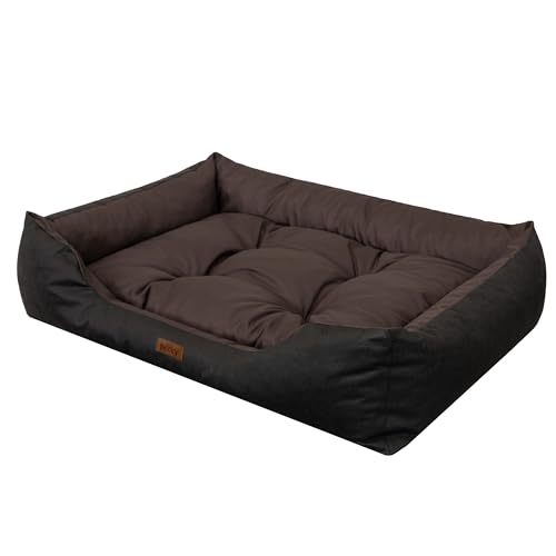 DOGGY Hundebett - Hundekissen für Minihund - Hundekorb - EInfach zu reinigen - erhöhte Ränder, S, 67x54 cm, Braun
