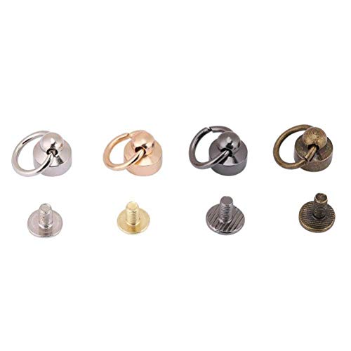 Akoak Brass Pull Ring Pacifier Shape Rivets With Screw,Rivets Fasteners For Diy Leather Craft Belt Bag Wallet,9Mm,6 Set (Gold) #TOP4